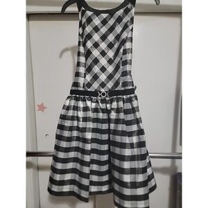 Gorgeous Party‎ Formal DRESS Girl Sz 8 by Joa Michelle Navy Plaid Taffeta